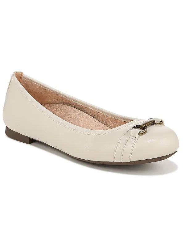 Delanie Womens Leather Slip-On Ballet Flats