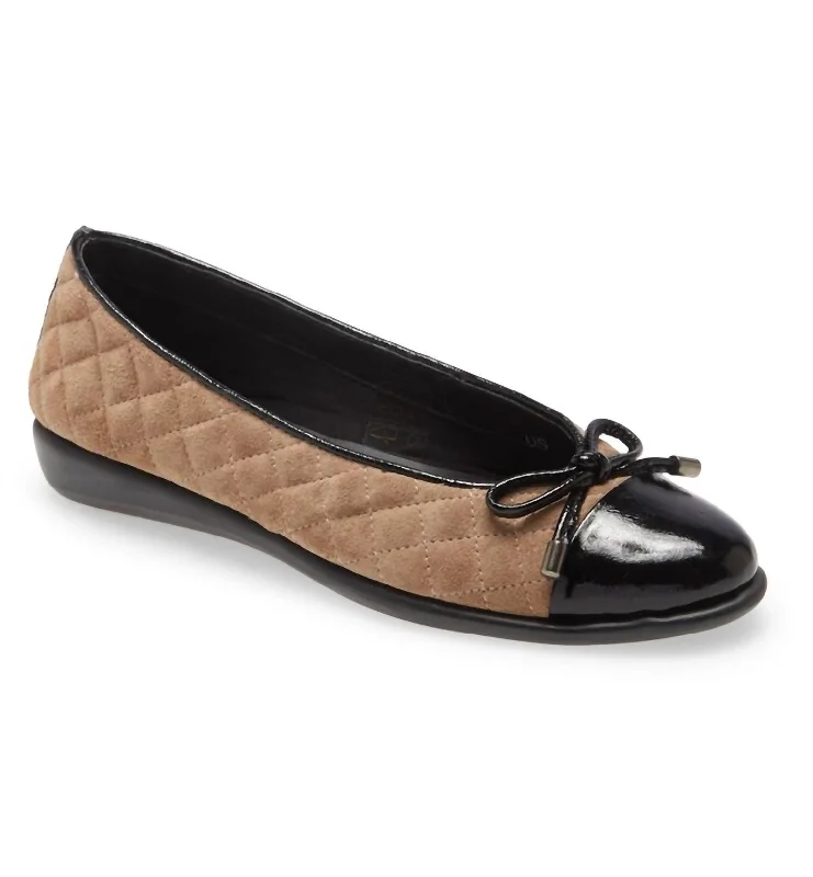 Riseco Ballet Flat In Peabut/blk