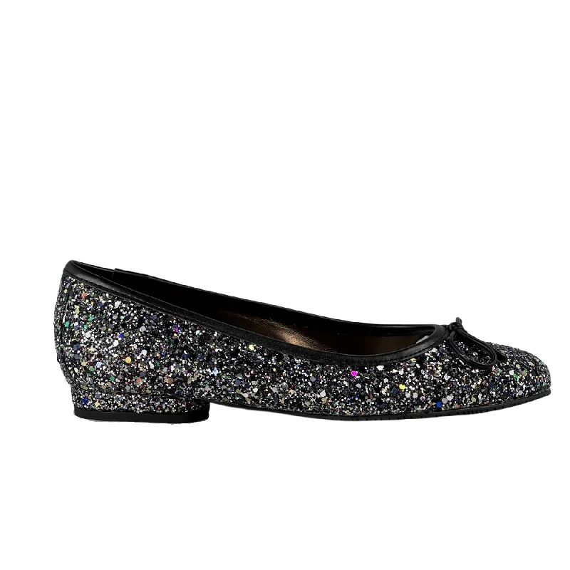 'Colince' vegan ballet flat by Zette Shoes - silver glitter