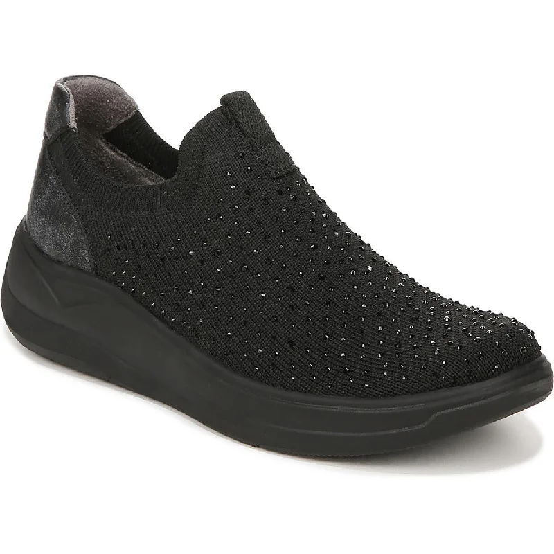 Bzees Womens Twilight Knit Embellished Slip-On Sneakers