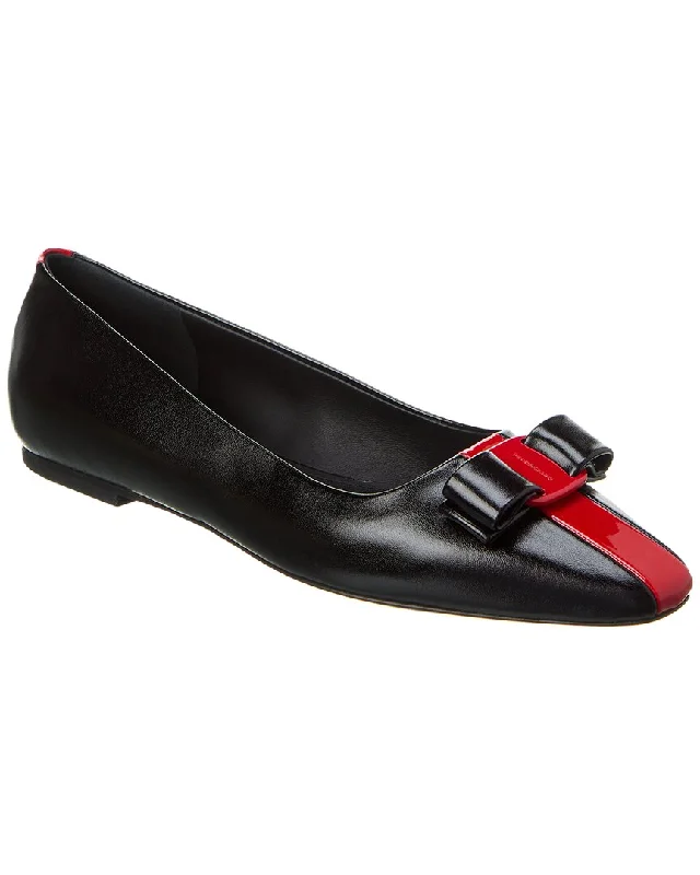 Ferragamo Siwar Bow Leather Ballet Flat