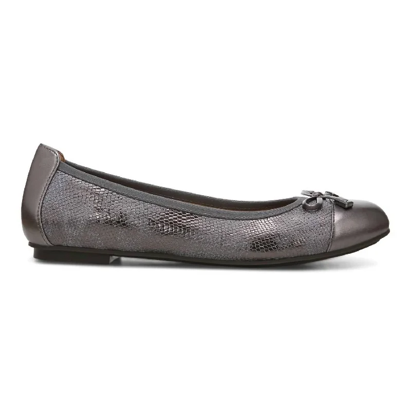 Women's Minna Ballet Flats In Pewter Metallic