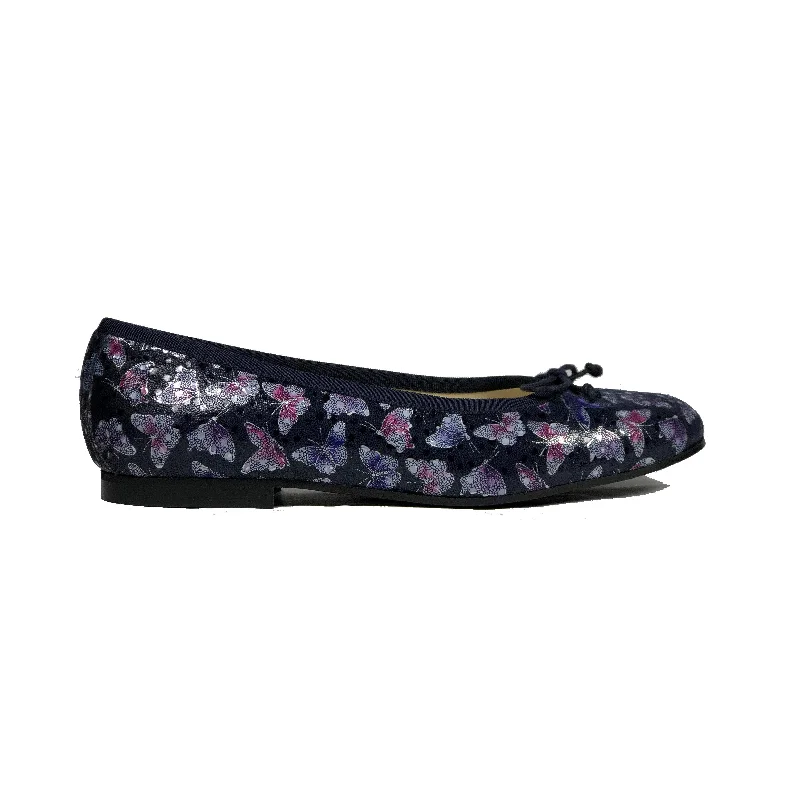 'Madi' vegan textile ballet flat by Zette Shoes - deep navy