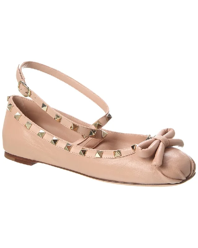 Valentino Rockstud Leather Ballerina Flat