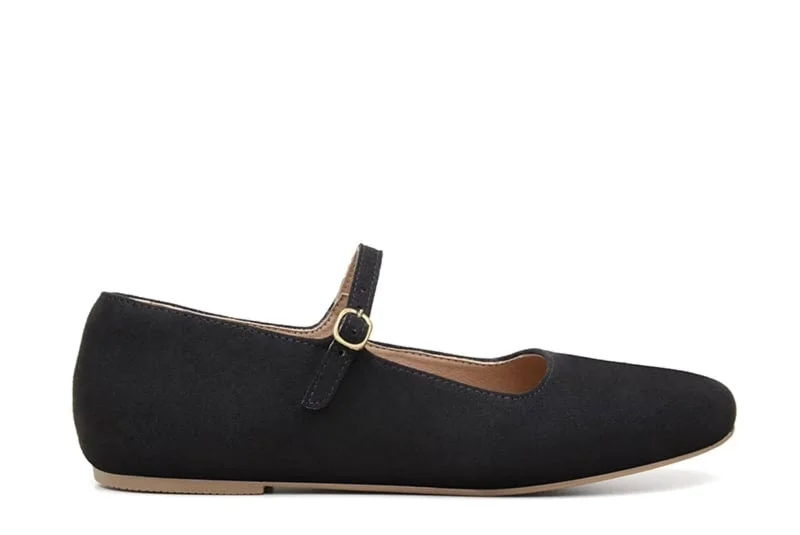 'Gabriella' Vegan-Suede Flats by Ahimsa - Black