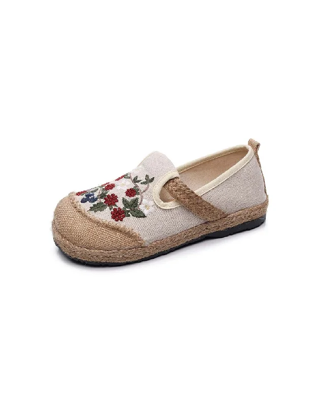 Chinese Style Embroidery Flower Linen Shoes