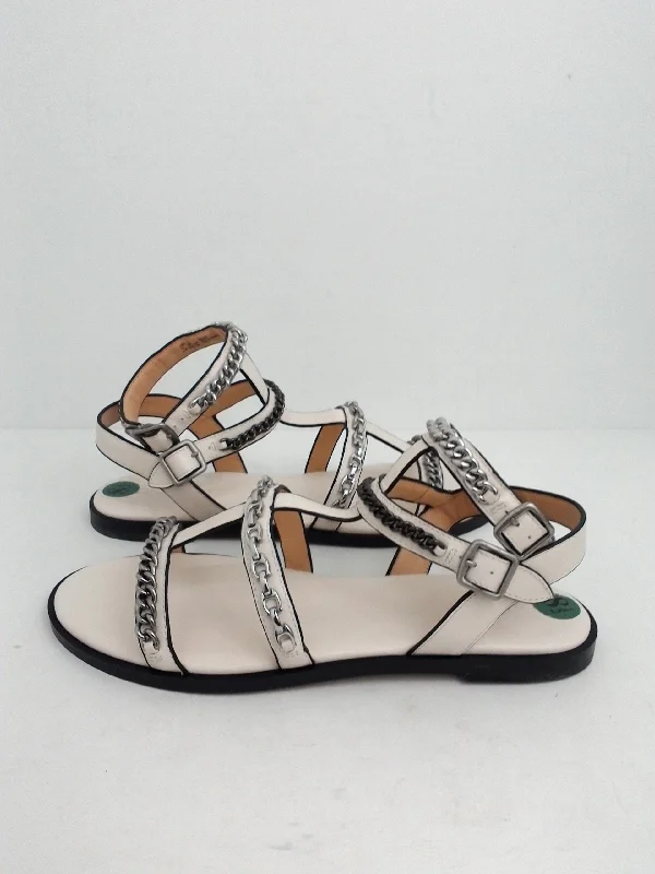 Coach Women's Flat White Leather Sandal Size 8.5