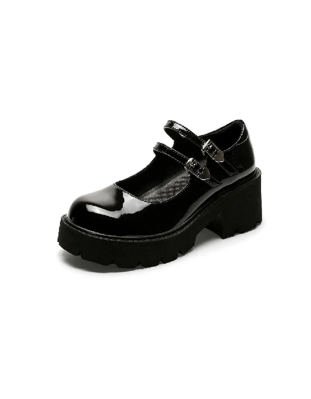 Double Buckle Chunky Heeled Mary Jane Shoes