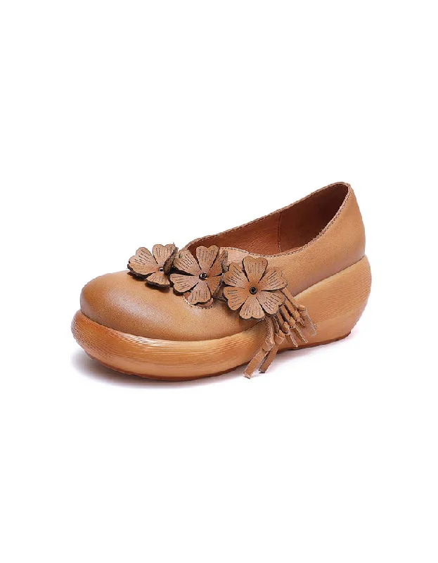 Flower Handmade Leather Shoes Women's Ethnic Shoes