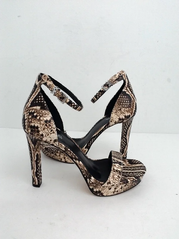 Michael Kors Women's Beige Snake Print Heeled Sandal Size 6.5 M