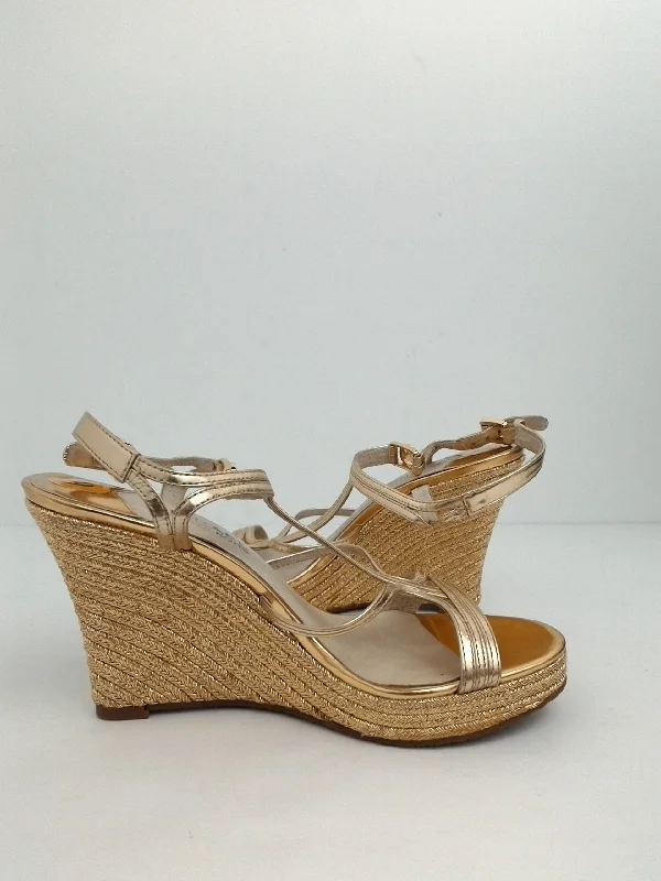 Michael Kors Women's Cicely Pale Gold Wedge Sandal Size 6