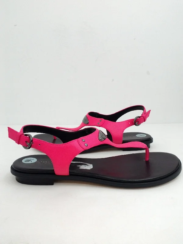 Michael Kors Women's Plate Thong Flat Sandal Neon Pink Size 9.5 M