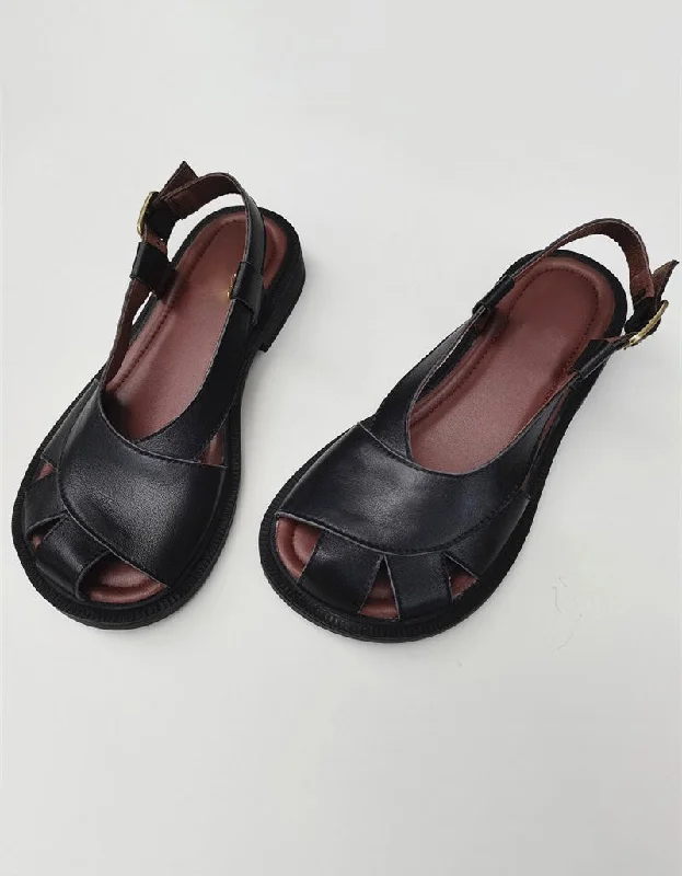 Retro Leather Wide Toe Box Sandals Slingback 35-41