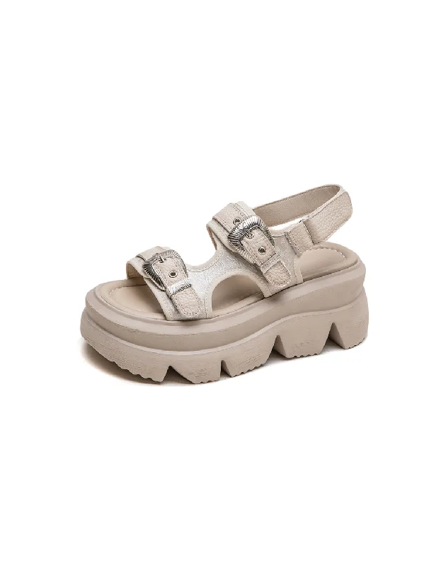 Buckles Front Wide Toe Box Platform Slingback