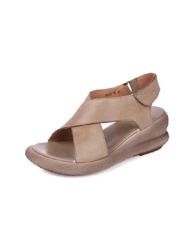 Handmade Summer Wedge Cross Strap Sandals