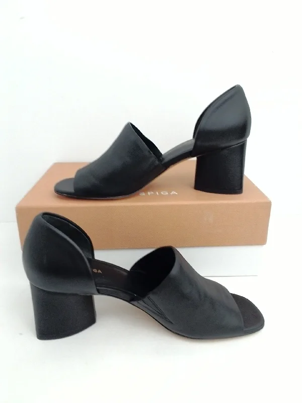 Via Spiga Women's V-Leah Black Leather Heel Size 6 M