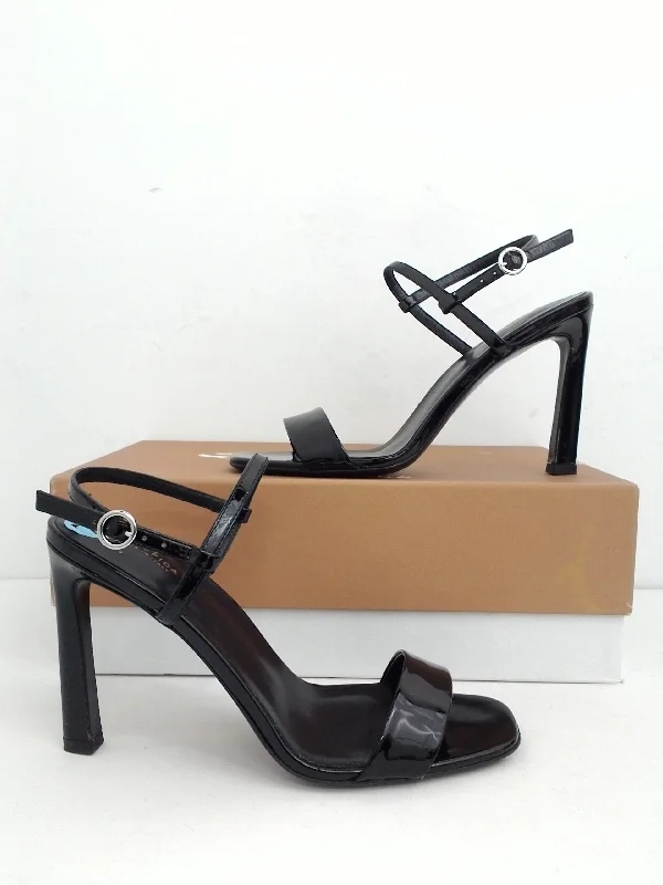 Via Spiga Women's V-Ren Black Patent Leather Heeled Sandal Size 7.5 M